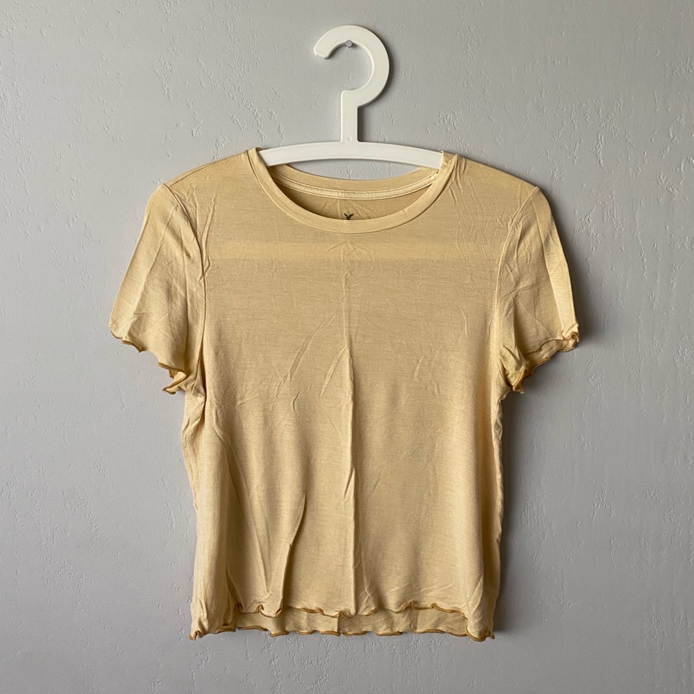 American Eagle Yellow Lettuce Hem Tee